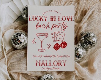 Lucky in Love Bachelorette Itinerary: Vegas Weekend, Customizable Canva Template (Digital Download, 5x7in