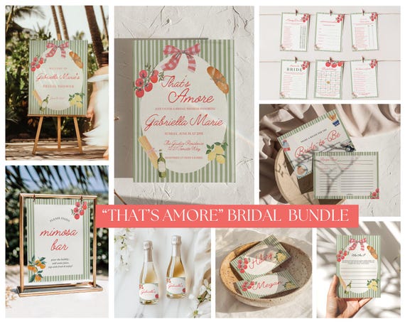 Thats Amore, Italian, Bridal Shower Bundle: Canva Template (Digital Download))