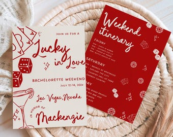 Vegas Bachelorette Itinerary Template, Lucky In Love (Canva, Digital Download)