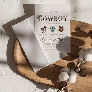 Cowboy Baby Shower, A Little Cowboy Baby Shower Invitation, Wild West Baby Shower Invite, Brown Cowboy Baby Shower Invitation, Rodeo Baby