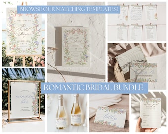 Vintage Floral Bridal Shower Bundle: Editable Templates (Digital Download