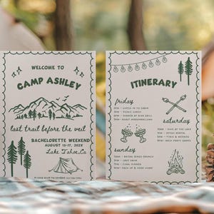 Camp Bachelorette, Letzter Weg vor dem Schleier, Camp Themed Bachelorette, Camp Braut, Mädchen Reise Glamping, Handgezeichnet, Camp Reiseweg
