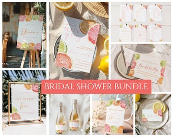 Citrus Bridal Shower Bundle: Editable Games & Invitation (Canva Template Digital Download