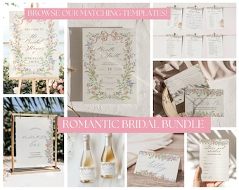 Vintage Floral Bridal Shower Bundle: Canva Template (Digital Download))