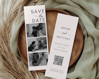 Photo Strip Save the Date, Wedding Save the Date, Save the Date Photos, Photo Save the Date, Save our Date Template, Editable Template