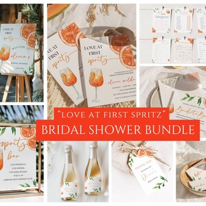 Love at First Spritz Bridal Shower Invite, Aperol Spritz Bridal Shower, Bridal Shower Bundle, Orange Bridal Shower, Bridal Shower Games,