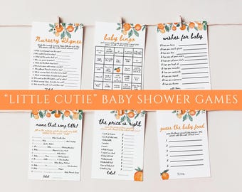 Little Cutie Baby Shower Games Bundle: Editable Orange Theme (Digital Download)