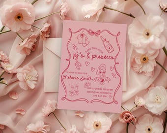 Pajamas and Prosecco Bridal Shower Invitation (Digital Invite)