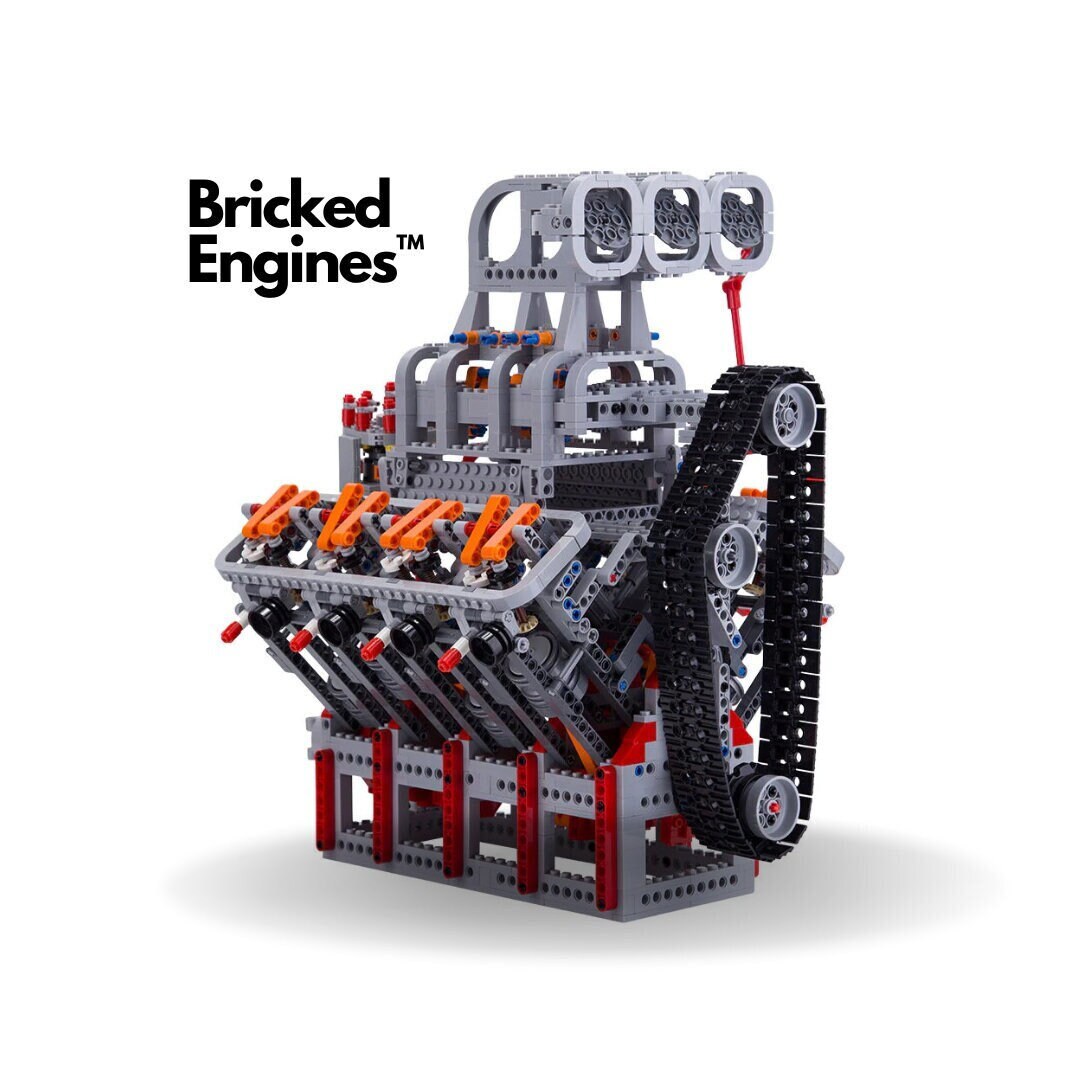 MOC V8 Motor Engine Model Building Blocks Kit OHV 5.0L V8 4stroke