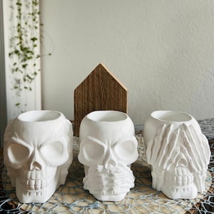 Skull / Death&#39;s Head, hear nothing - see nothing - say nothing, Keraflott, Raysin 200, Autumn, Decoration, Handmade, Halloween