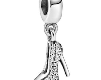 Auténtico charm colgante de zapato de tacón de aguja Pandora Pavé S925 ALE NUEVO