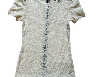 Top de encaje color crema estilo bohemio con cremallera trasera de Victoria's Secret MODA vintage