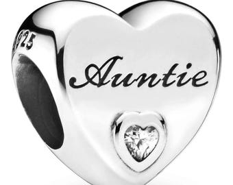 Charm Pandora Tía Corazón de Amor Plata S925 Auténtico NUEVO