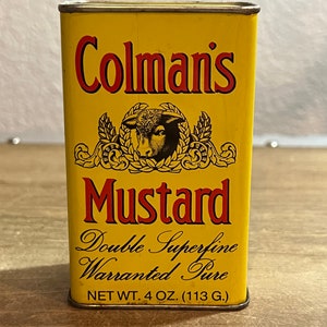 Collectible Colman Mustard Tin - Antique Vintage - 4oz Yellow Empty Can