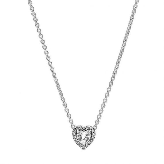 Authentic Pandora Elevated Heart Necklace Cubic Zirconia