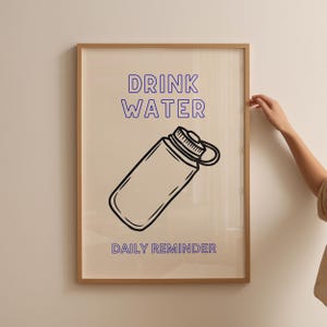 Drink Water Reminder Print: Retro Wellness Poster (Digital Download)