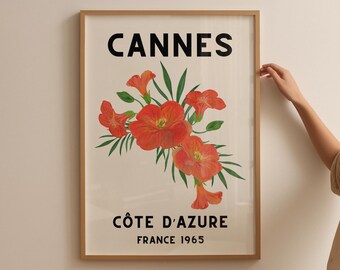 Vintage France Flowers Print: Plakat Cannes Côte d'Azur (pobranie cyfrowe)