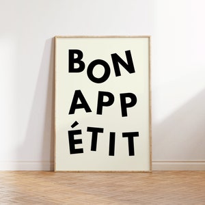 French Kitchen Wall Art Bon Appétit Kitchen Poster Minimalist Print Dinner Party Wall Decor Trendy Wall Art French Quote Gift For Chef
