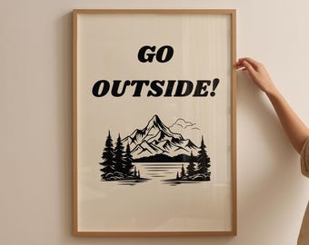 Góry wzywają – wydruk: Sztuka ścienna w stylu retro dla miłośników natury (do pobrania w wersji cyfrowej)