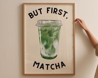Matcha Kitchen Print: Retro Minimalist Wall Art (Digital Download