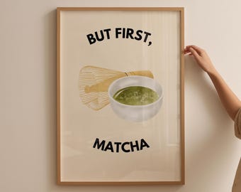 Impression matcha latte : décoration de cuisine rétro minimaliste (téléchargement numérique)