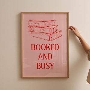 Booked and Busy Poster: Retro Book Lover Wall Art (Digital Download)