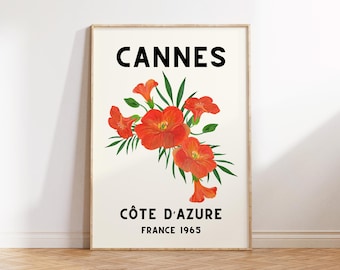 Vintage France Flowers Print: Plakat Cannes Côte d'Azur