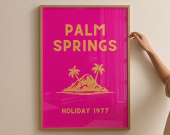 Póster de viaje vintage de Palm Springs: Arte mural retro del desierto (descarga digital)