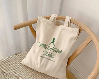 Wellness Club Cotton Canvas Tote Bag: Everyday Gym Bag