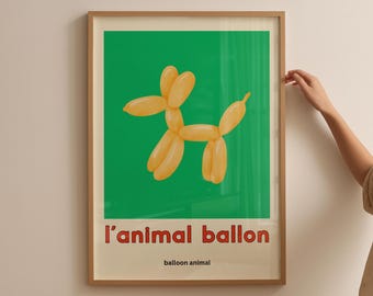 Plakat z alfabetem francuskim i balonem: Zabawna impreza dla dzieci (do pobrania w wersji cyfrowej)