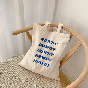 Bolsa Howdy Tote Bolsa Cowboy Bolsa Minimalista Bolsa Western de Lona de Algodão Bolsa de Mercado de Agricultores Bolsa para Presente Diário para Ela