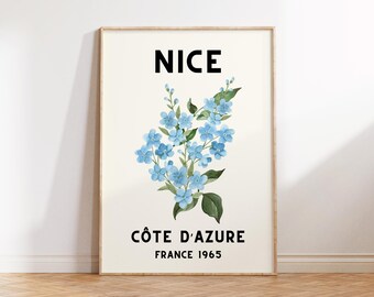 Vintage France Flowers Print: Plakat Nice Côte d'Azur