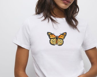 Maglietta grafica con farfalla Y2K - Top in cotone di medio peso Monarch