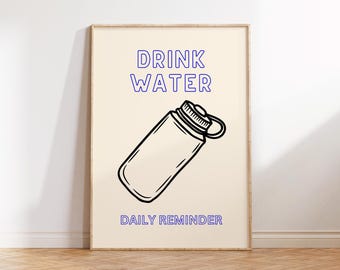 Herinneringsprint water drinken: retro wellnessposter