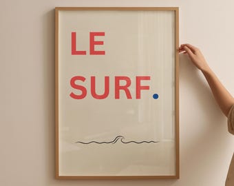 Minimalist Surf Poster: Vintage Malibu Beach Art (Digital Download)