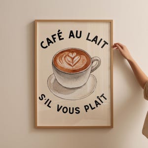 French Cafe Au Lait Print: Retro Kitchen Wall Art (Digital Download)