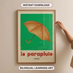 Umbrella Wall Art French Wall Art Vintage Childs Room Poster Digital Wall Art Retro Wall Art Kids Decor Parapluie Poster French Print Rain