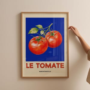 Art mural cuisine française, affiche tomate, affiche du marché de producteurs français, affiche vintage, décoration de cuisine, Paris, impression rétro, art mural légume