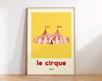 Circus ABC – Wydruk do pokoju dziecięcego w języku francuskim: Dekoracja pokoju dziecięcego w języku dwujęzycznym
