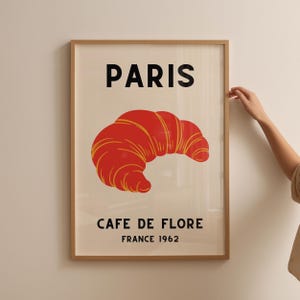 ヴィンテージカフェ・ド・フロールプリント：フレンチキッチンのレトロなウォールアート（デジタルダウンロード）