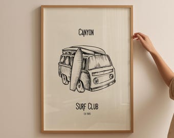 Plakat Canyon Surf Club: Vintage Western Surf Art Print (do pobrania cyfrowego)