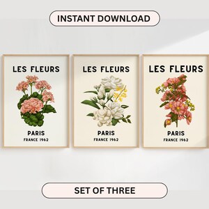 Paris Flower Market Print Set: Vintage French Botanical Art (Digital Download)