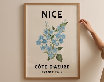 Vintage France Flowers Print: Plakat Nice Côte d'Azur (pobranie cyfrowe)