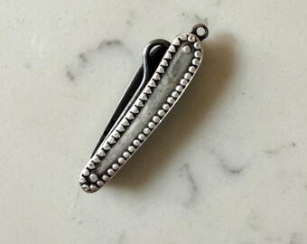 Antique Victorian Sterling Silver Folding Penknife Button Hook Fob — Frank M. Whiting & Co. — Pre-1896 American — Watch Chain Charm — Beaded