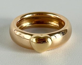 Vintage Tiffany & Co. 18k Rose Gold Puffy Heart Friendship Ring