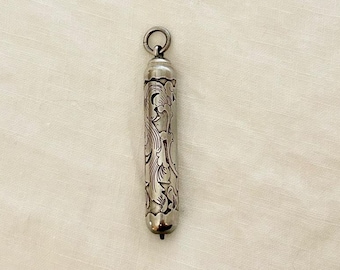 Victorian Sterling Silver Floral Motif Pencil Pendant or Chatelaine