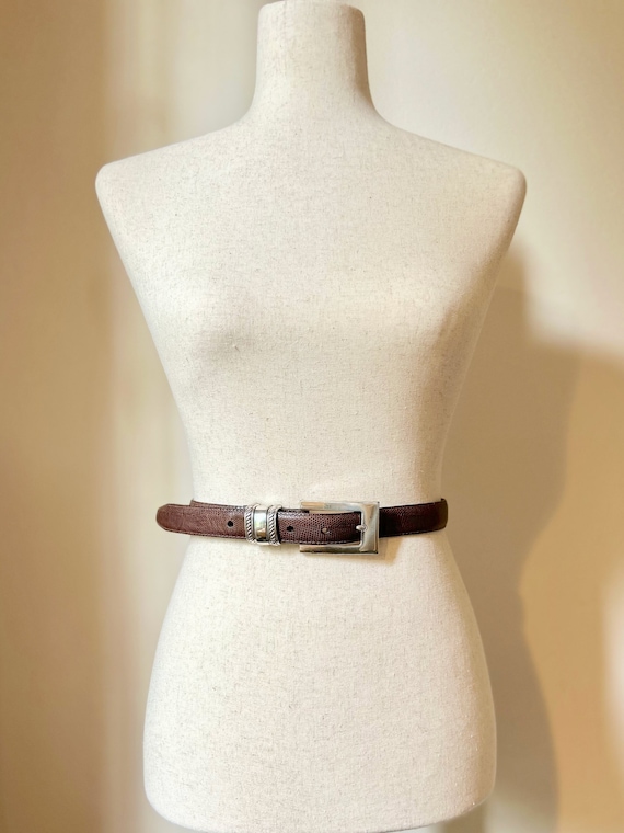 90's Vintage Chocolate Brown Snakeskin Belt with S
