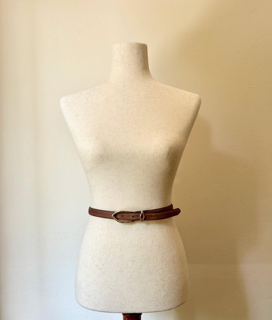 VTG Express Brown Suede Gold Detail Belt - Size Small