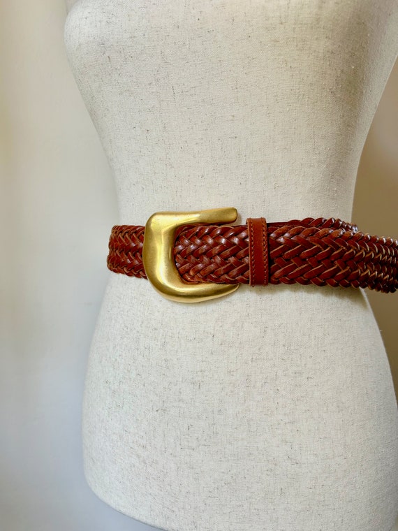 90's Vintage Robert Lee Morris Cognac Braided Lea… - image 3