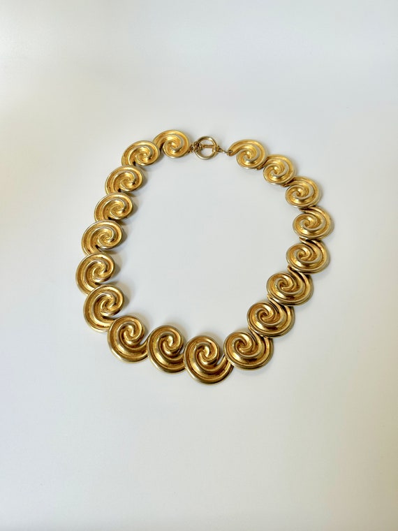 90's Vintage Gold Snail Swirl Collar Necklace